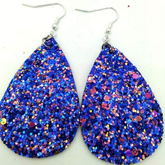 BOGO Free Leather Glitter Teardrop Earrings - Picture 4 of 5